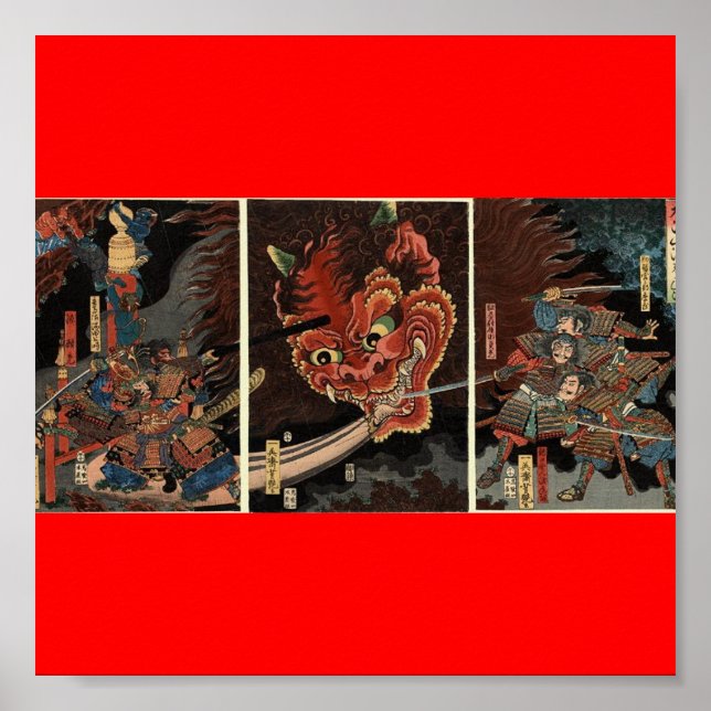 Samurai fighting evil spirit circa 1860 poster (Front)