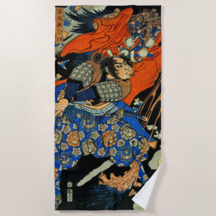 SAMURAI FIGHTING MONSTER BEACH TOWEL