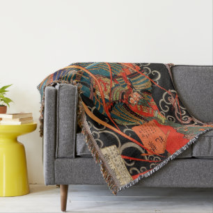 SAMURAI FIGHTING MONSTER THROW BLANKET