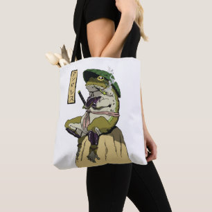 Samurai Frog: Guardian of the Lotus Tote Bag