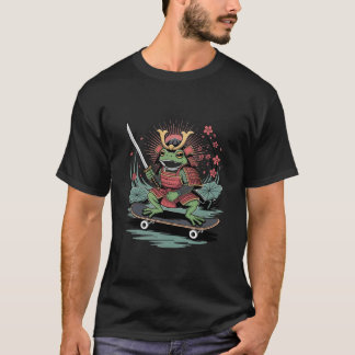  Samurai frog warrior on skateboard Dark T-Shirt
