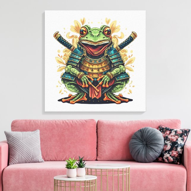  Samurai frog warrior Stretched Canvas Print (Insitu(LivingRoom))