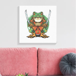  Samurai frog warrior Stretched Canvas Print