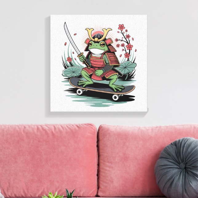  Samurai frog warrior Stretched Canvas Print (Insitu(LivingRoom))