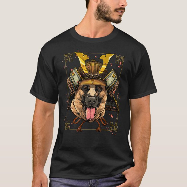 Samurai German Shepherd Dog Warrior Samurai T-Shirt (Front)