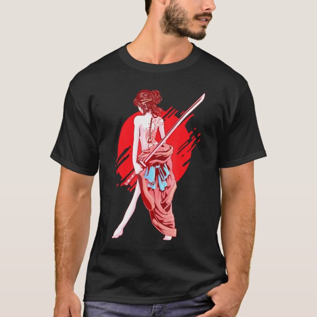 Samurai Girl Japanese Art Anime         T-Shirt (Front)