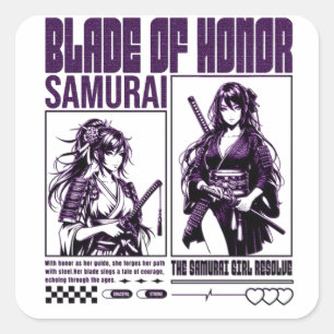 Samurai girl  square sticker