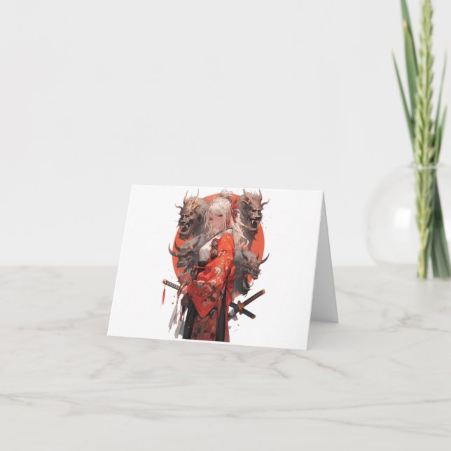 Samurai Girl Thank You Card (Front)