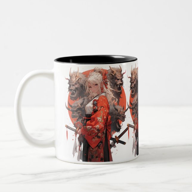 Samurai Girl Two-Tone Coffee Mug (Left)