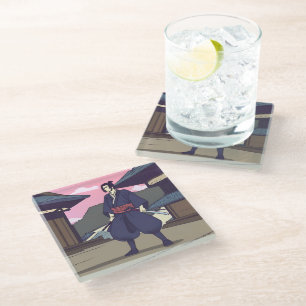 samurai glass coaster