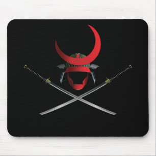 Samurai Helmet and Swords Mouse Mat
