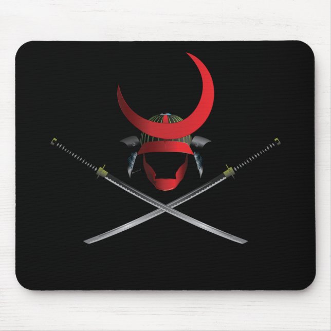 Samurai Helmet and Swords Mouse Mat (Front)