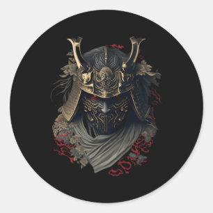 Samurai Helmet Warrior Bushido Oni Japanese Cultur Classic Round Sticker