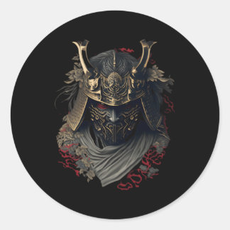 Samurai Helmet Warrior Bushido Oni Japanese Cultur Classic Round Sticker