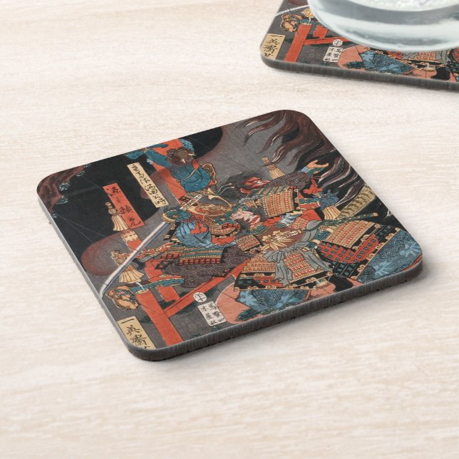 Samurai Hero Minamoto no Yorimitsu Vintage Coaster (Left Side)