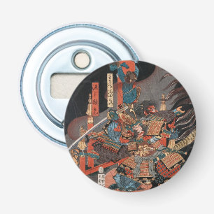 Samurai Hero Yorimitsu: Vintage Woodblock Art Bottle Opener