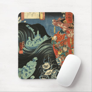 Samurai Hero Yoshitsune Fights the Taira Ghosts Mouse Mat