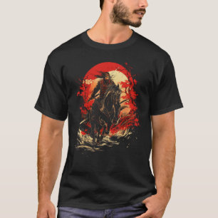 Samurai Horseback Riding Warrior Japan Art Graphic T-Shirt