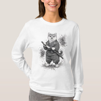 【Samurai Husky Ink Art Long Sleeve】 T-Shirt