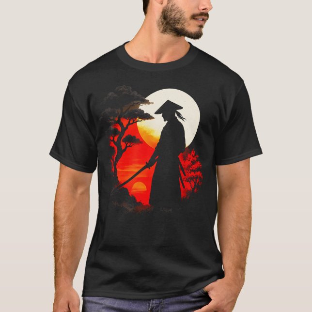 Samurai In Sunset - Japanese T-Shirt (Front)
