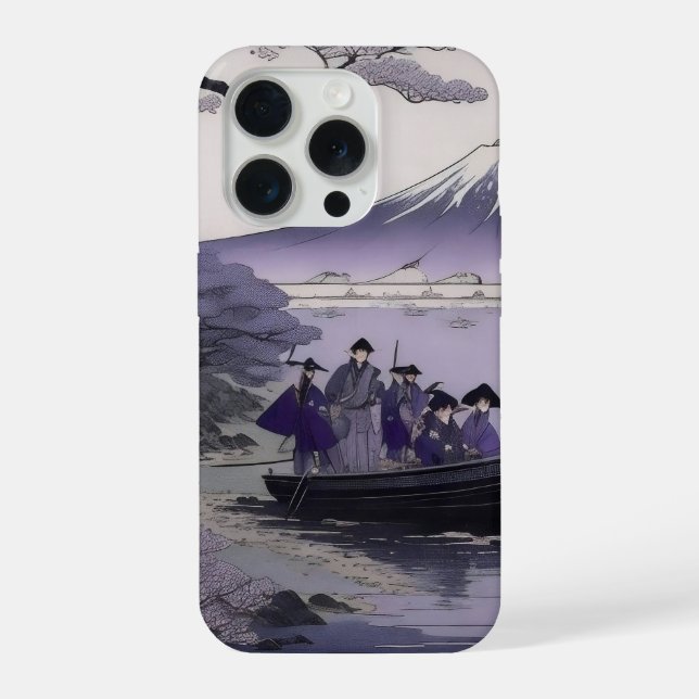 Samurai iPhone 15 Case Mount Fuji Japanese Art (Back)