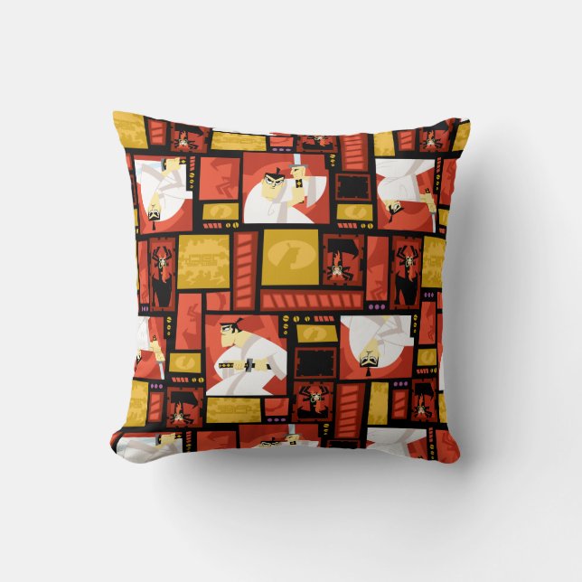 Samurai Jack & Aku Character Art Panel Pattern Cushion (Front)