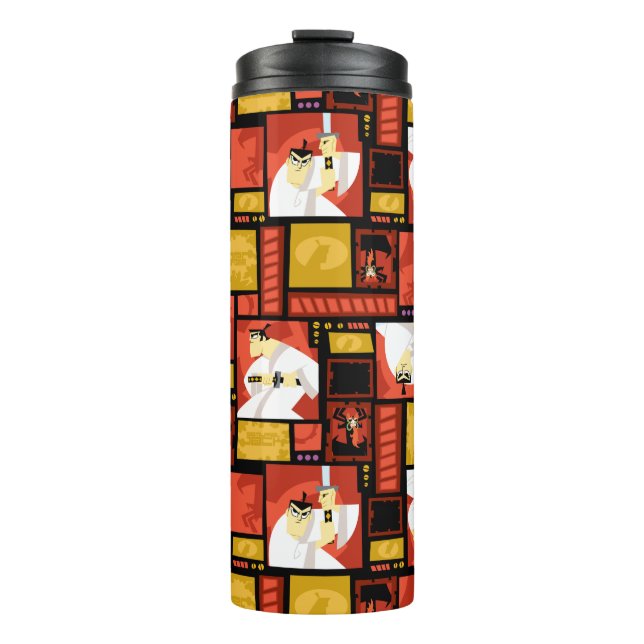 Samurai Jack & Aku Character Art Panel Pattern Thermal Tumbler (Front)