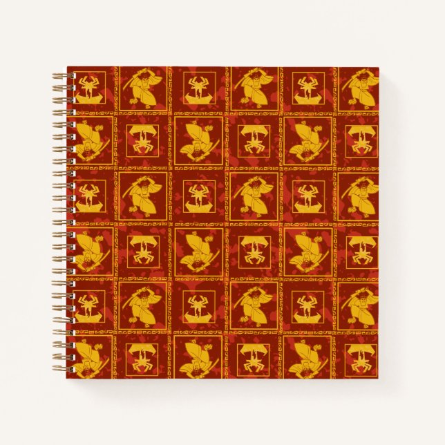 Samurai Jack & Aku Golden Silhouette Tile Pattern Notebook (Front)