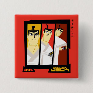 Samurai Jack Character Tri-Panel Futuristic Frame 15 Cm Square Badge