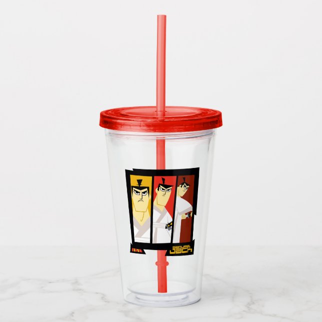 Samurai Jack Character Tri-Panel Futuristic Frame Acrylic Tumbler (Front)