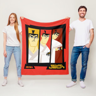 Samurai Jack Character Tri-Panel Futuristic Frame Fleece Blanket