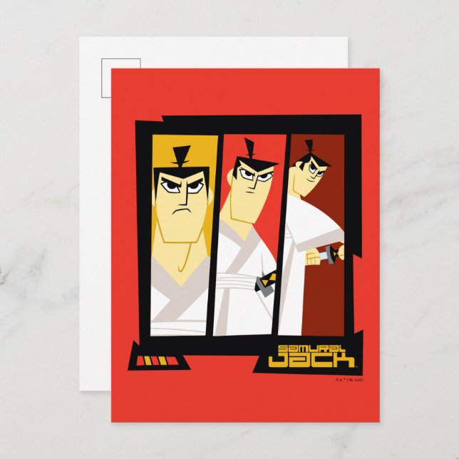 Samurai Jack Character Tri-Panel Futuristic Frame Postcard (Front/Back)