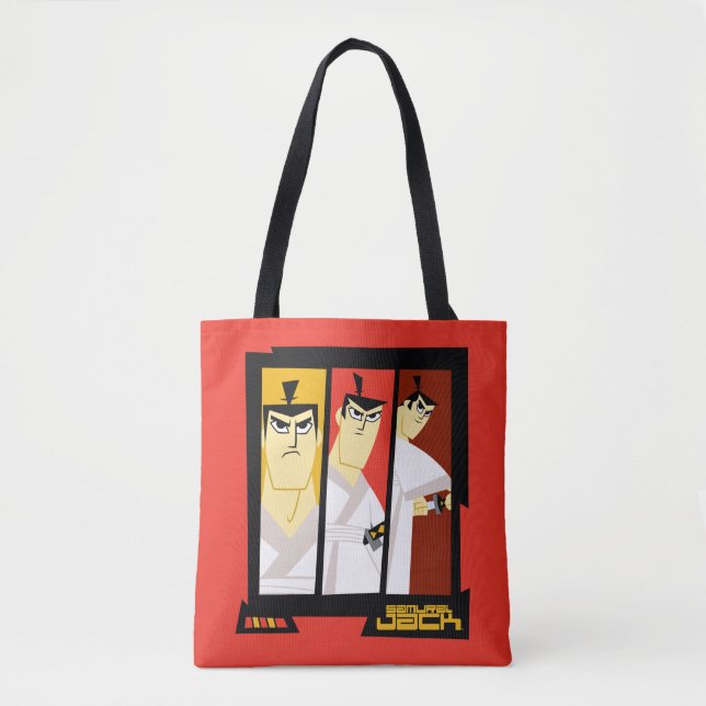Samurai Jack Character Tri-Panel Futuristic Frame Tote Bag (Front)