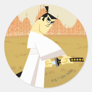 Samurai Jack Drawing Sword Classic Round Sticker