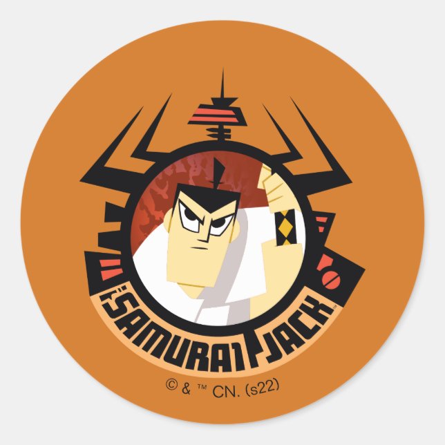 Samurai Jack In Aku Futuristic Frame Classic Round Sticker (Front)