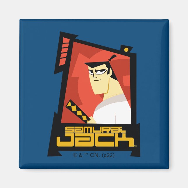 Samurai Jack Smiling Futuristic Frame Graphic Magnet (Front)