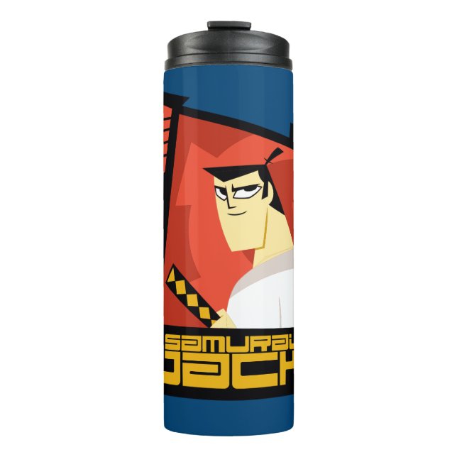 Samurai Jack Smiling Futuristic Frame Graphic Thermal Tumbler (Front)