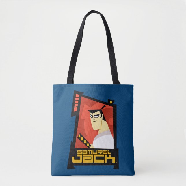 Samurai Jack Smiling Futuristic Frame Graphic Tote Bag (Front)