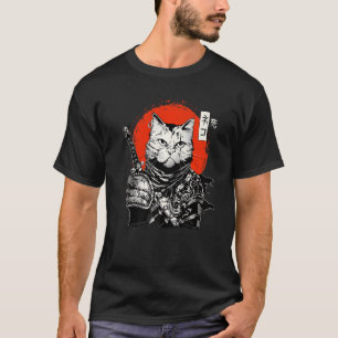 Samurai Japanese Cat Bushido Warrior Katana Sword  T-Shirt