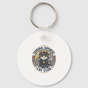 Samurai Japanese Cat POD Vector Art - Samurai Japa Key Ring