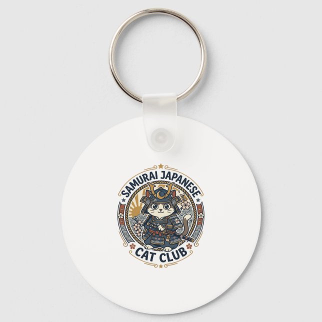 Samurai Japanese Cat POD Vector Art - Samurai Japa Key Ring (Front)