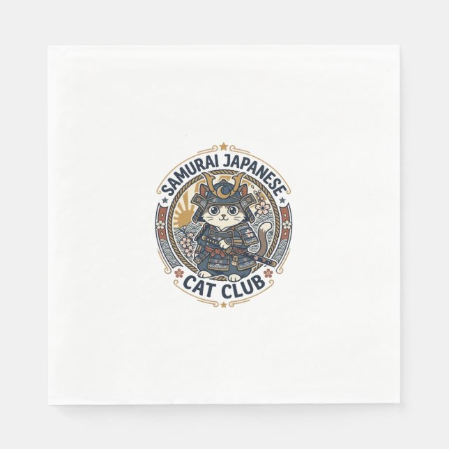 Samurai Japanese Cat POD Vector Art - Samurai Japa Napkin (Front)
