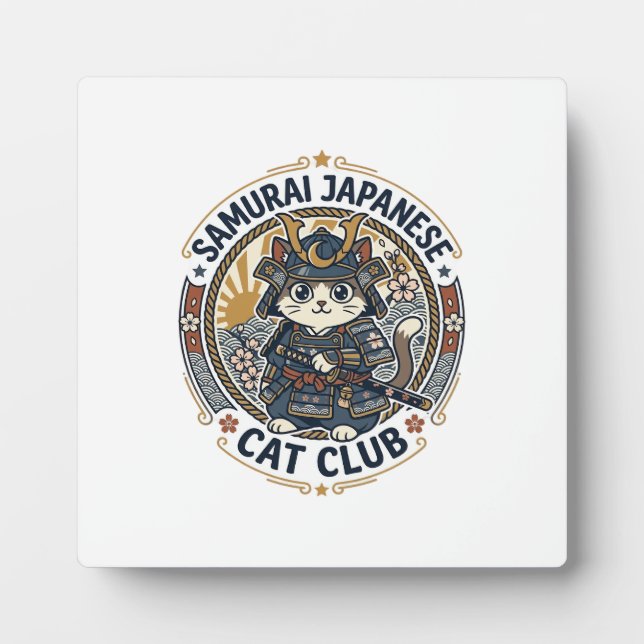 Samurai Japanese Cat POD Vector Art - Samurai Japa Plaque (Front)