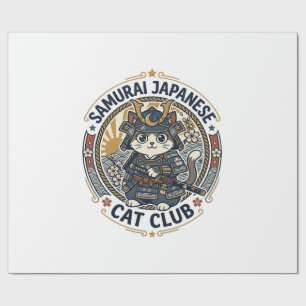 Samurai Japanese Cat POD Vector Art - Samurai Japa Wrapping Paper