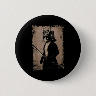 Samurai Japanese Cat Vintage Funny Graphic Ukiyo-e 6 Cm Round Badge