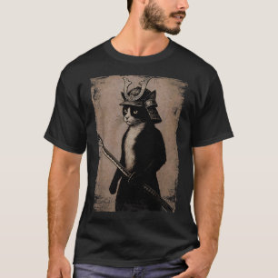 Samurai Japanese Cat Vintage Funny Graphic Ukiyo-e T-Shirt