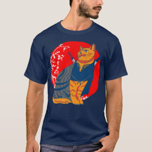 Samurai Japanese Fighter Cat Martial Arts Samurai  T-Shirt