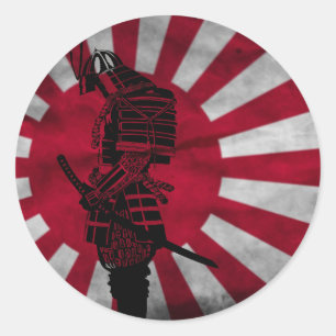 Samurai Japanese flag Classic Round Sticker
