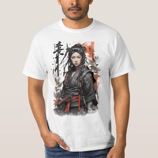 Samurai Japanese girl ninja Woman Chinese warrior T-Shirt (Front)