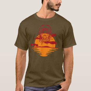 Samurai Japanese Oni Mask Overlooking Sunset or Su T-Shirt